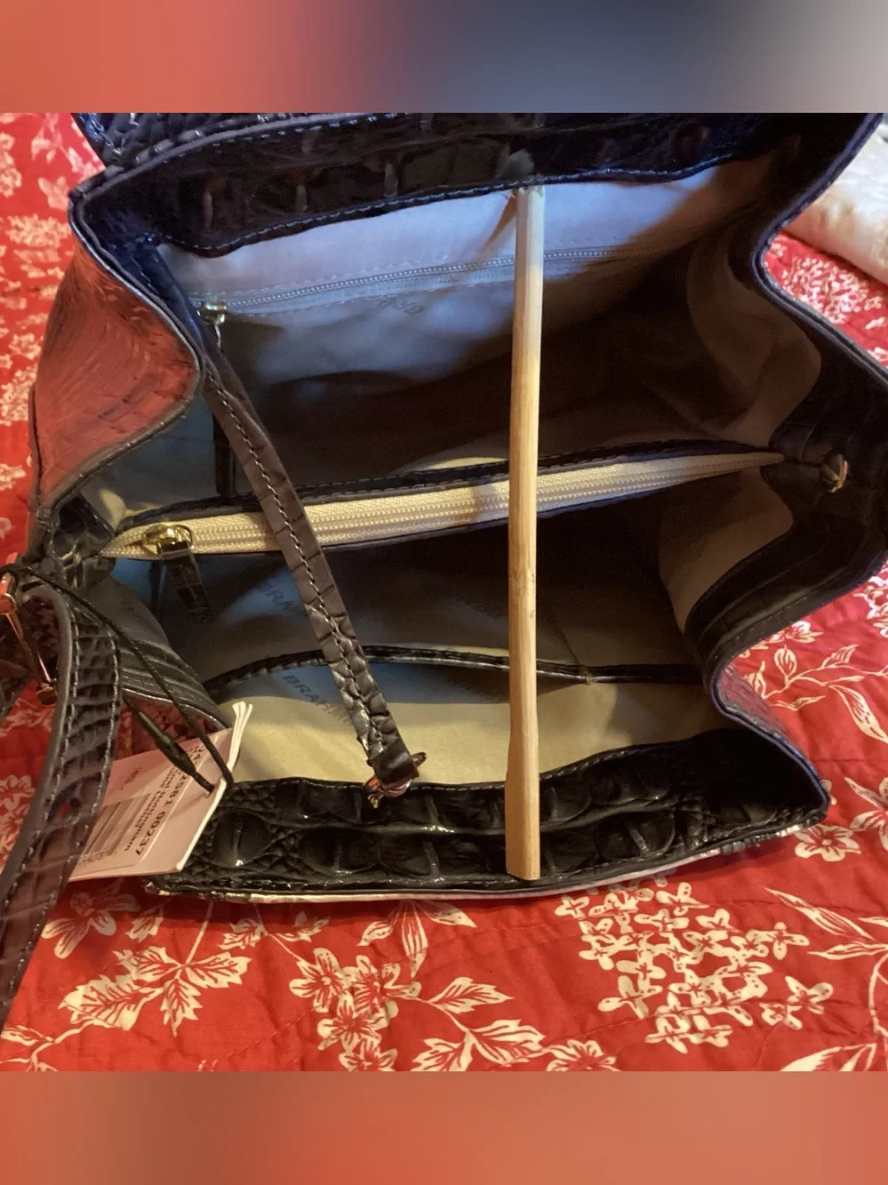 Brahmin Margo Charcoal Nottingham Leather Crossbody Handbag